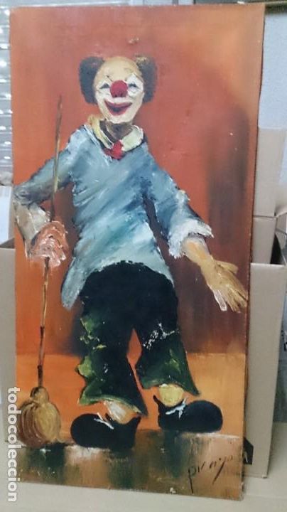 Arte: &Oacute;leo sobre lienzo ( payaso. ) - Foto 1