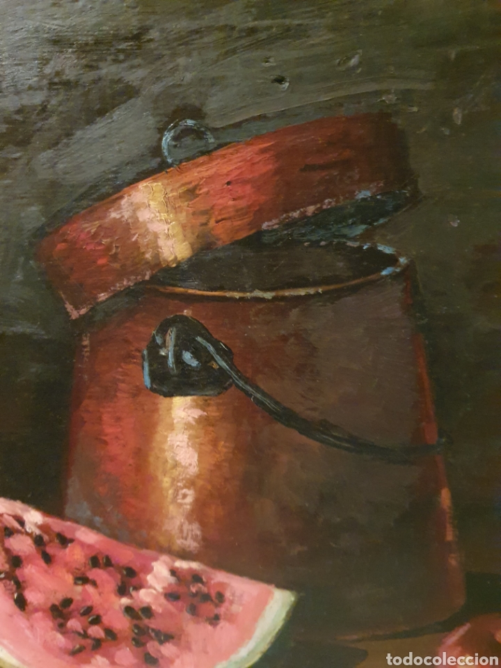 Arte: ANTIGUO Y GRAN BODEGON PINTADO AL OLEO SOBRE TABLA - Foto 4