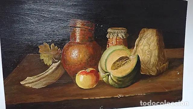 Arte: Bodeg&oacute;n antiguo &oacute;leo sobre tabla - Foto 1