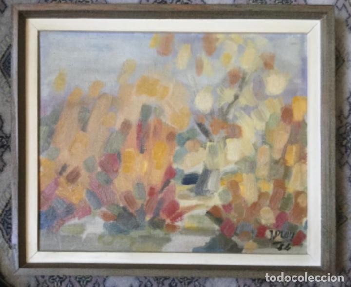Arte: &Oacute;LEO SOBRE TABLA VINTAGE FIRMADO J PLOU A&Ntilde;O 64