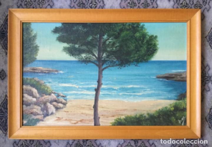 Kunst: &Oacute;LEO SOBRE TABLA A&Ntilde;OS 60 MAR CON PINO FIRMADO OREA