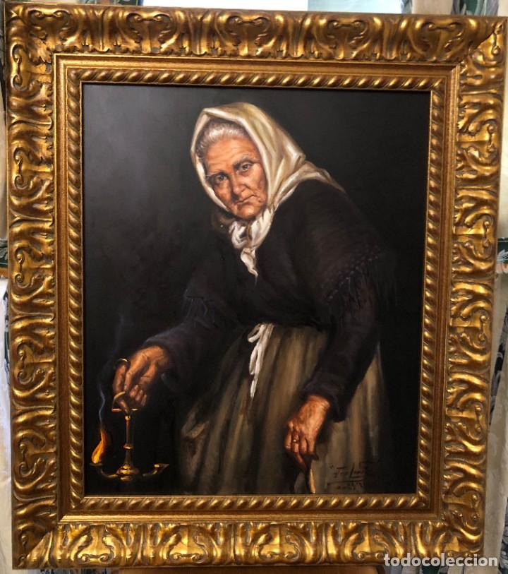 Arte: Jologa Jos&eacute; Lorenzo Gallego &oacute;leo sobre lienzo Anciana retrato firmado 2001