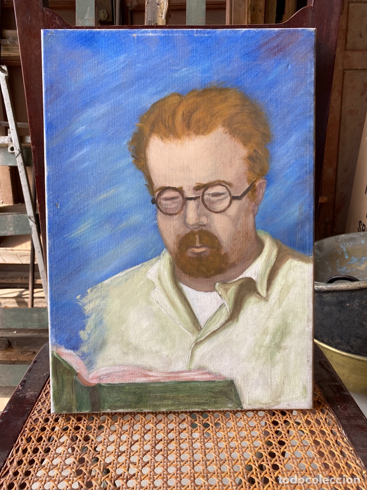 Arte: &Oacute;leo Retrato hombre Leyendo.