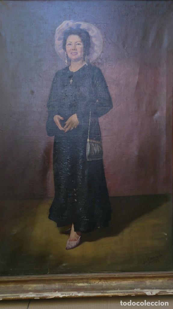 Arte: RETRATO DE DAMA CUERPO ENTERO FIRM JOSE LUIS GANCEDO 120X80 CTMS ENMARCADO