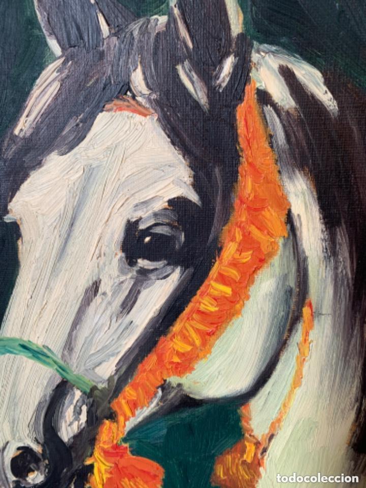 Arte: &Oacute;leo sobre tabla de cabeza de caballo blanco - Foto 2