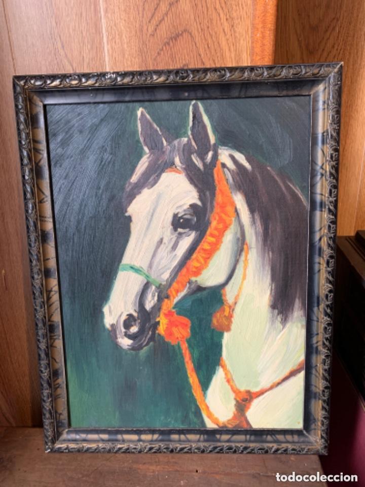 Arte: &Oacute;leo sobre tabla de cabeza de caballo blanco - Foto 3