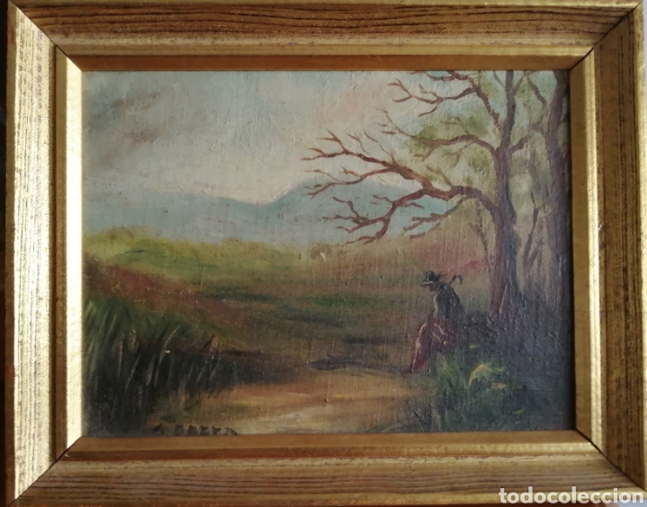 Arte: Preciosa tablilla al &oacute;leo firmada.