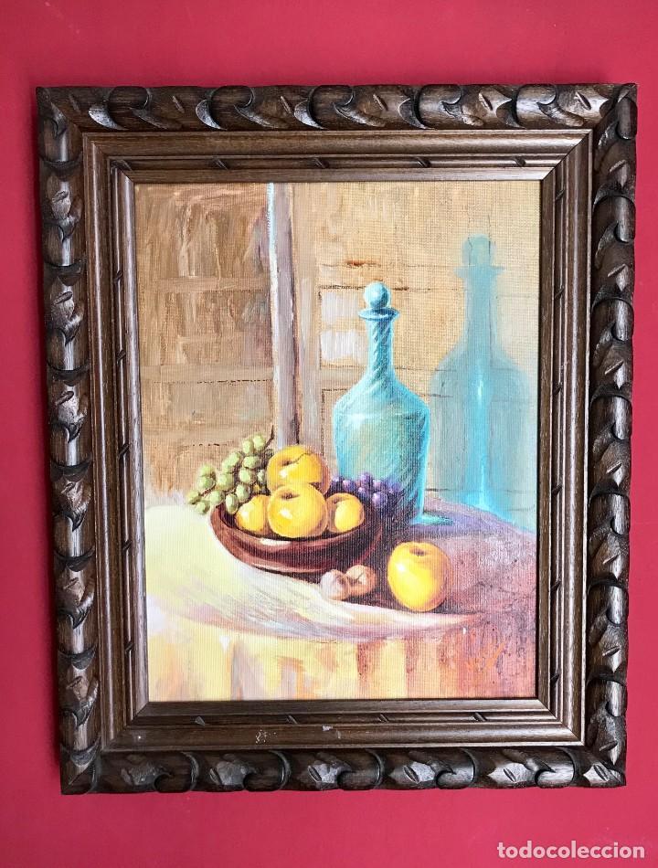 Arte: Bodeg&oacute;n, &Oacute;leo sobre lienzo firmado Marcel. - Foto 1