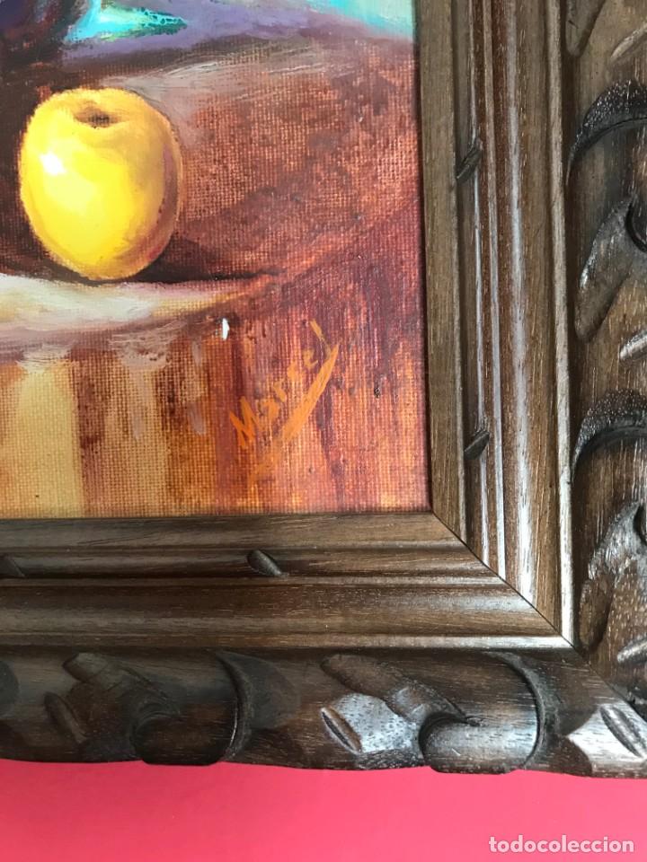 Arte: Bodeg&oacute;n, &Oacute;leo sobre lienzo firmado Marcel. - Foto 2