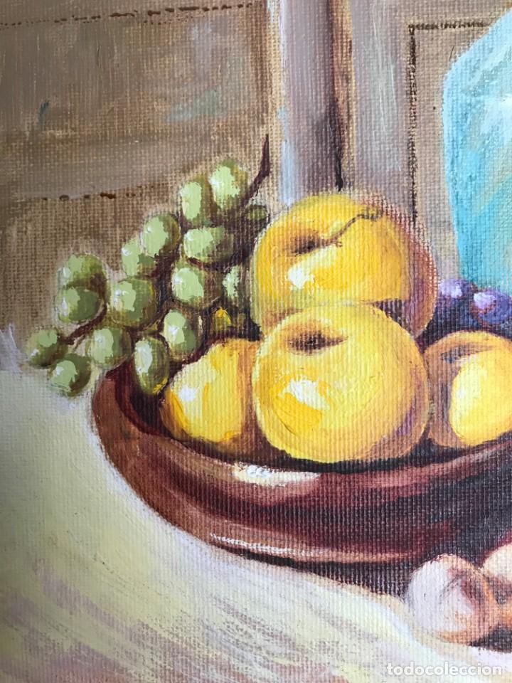 Arte: Bodeg&oacute;n, &Oacute;leo sobre lienzo firmado Marcel. - Foto 3
