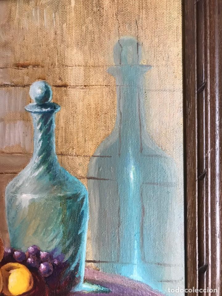 Arte: Bodeg&oacute;n, &Oacute;leo sobre lienzo firmado Marcel. - Foto 4