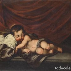 Arte: SCHUT, CORNELIO (AMBERES, 1629 - SEVILLA, 1685): NIÑO JESÚS DORMIDO SOBRE LA CRUZ. Lote 219284725