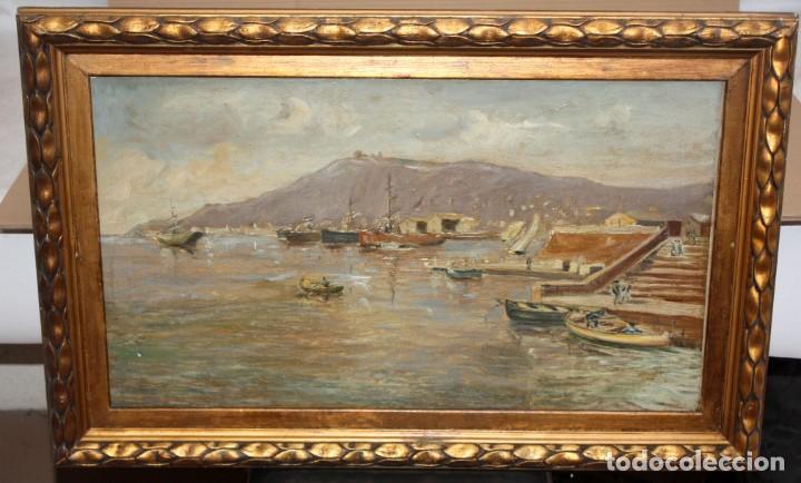 Arte: ESCUELA CATALANA DE AUTOR ANONIMO. OLEO SOBRE TELA. PUERTO DE BARCELONA. CIRCA 1900