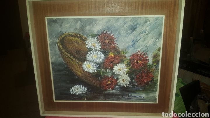 Arte: Oleo cesto con flores - Foto 1