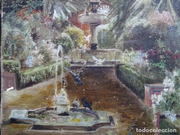 Arte: &Oacute;LEO SOBRE TELA ANONIMO.JARDINES. - Foto 3