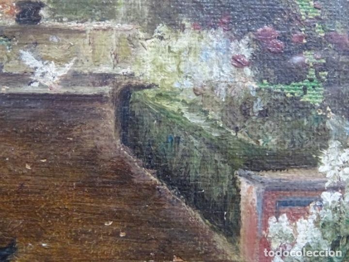 Arte: &Oacute;LEO SOBRE TELA ANONIMO.JARDINES. - Foto 9