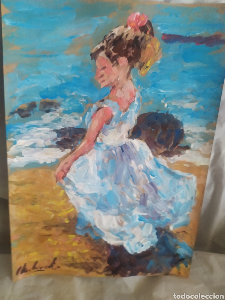 Arte: Ni&ntilde;a junto a la Costa (original) - Foto 3