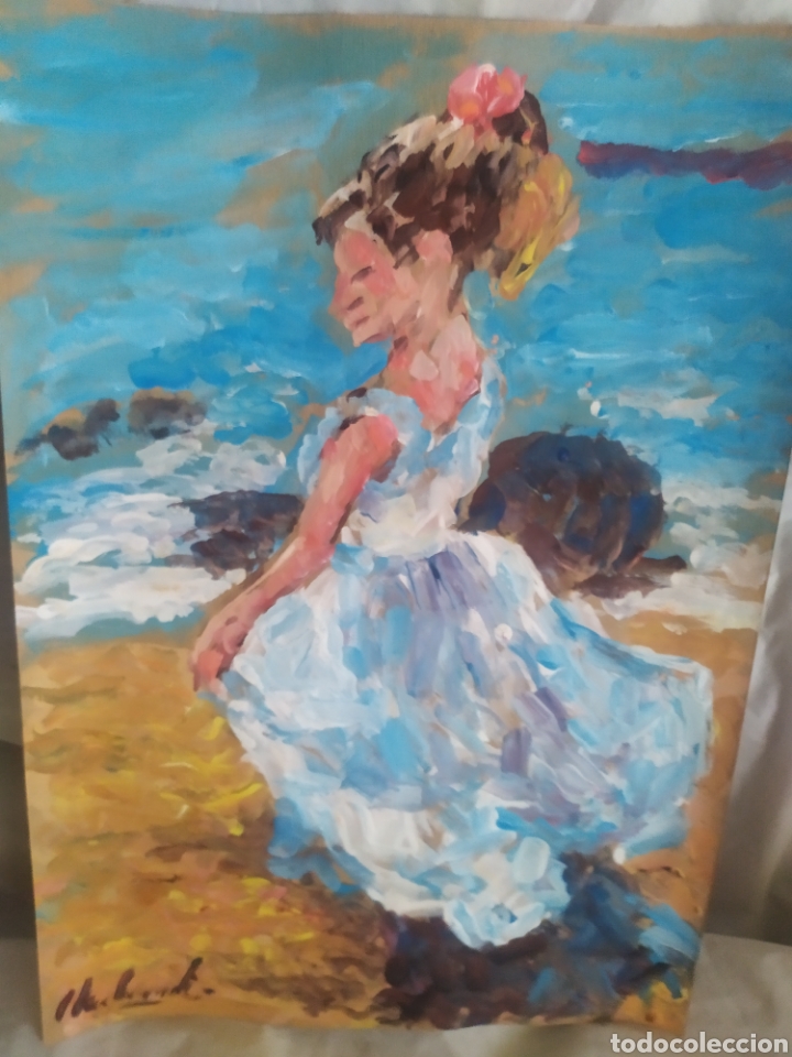 Arte: Ni&ntilde;a junto a la Costa (original) - Foto 1