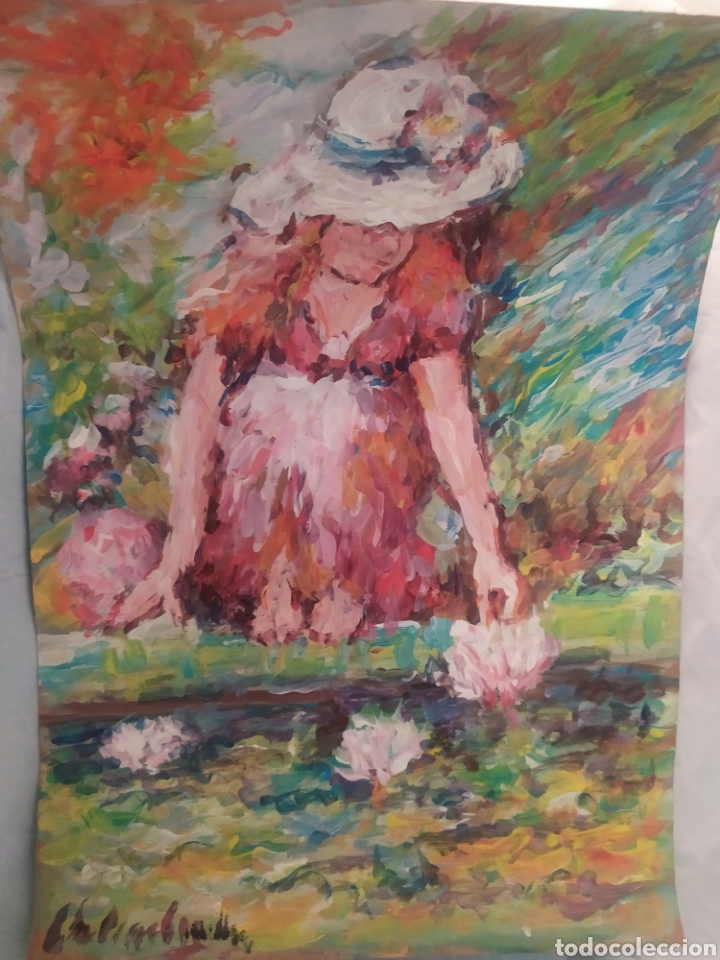 Arte: Recogiendo flores (original) - Foto 1
