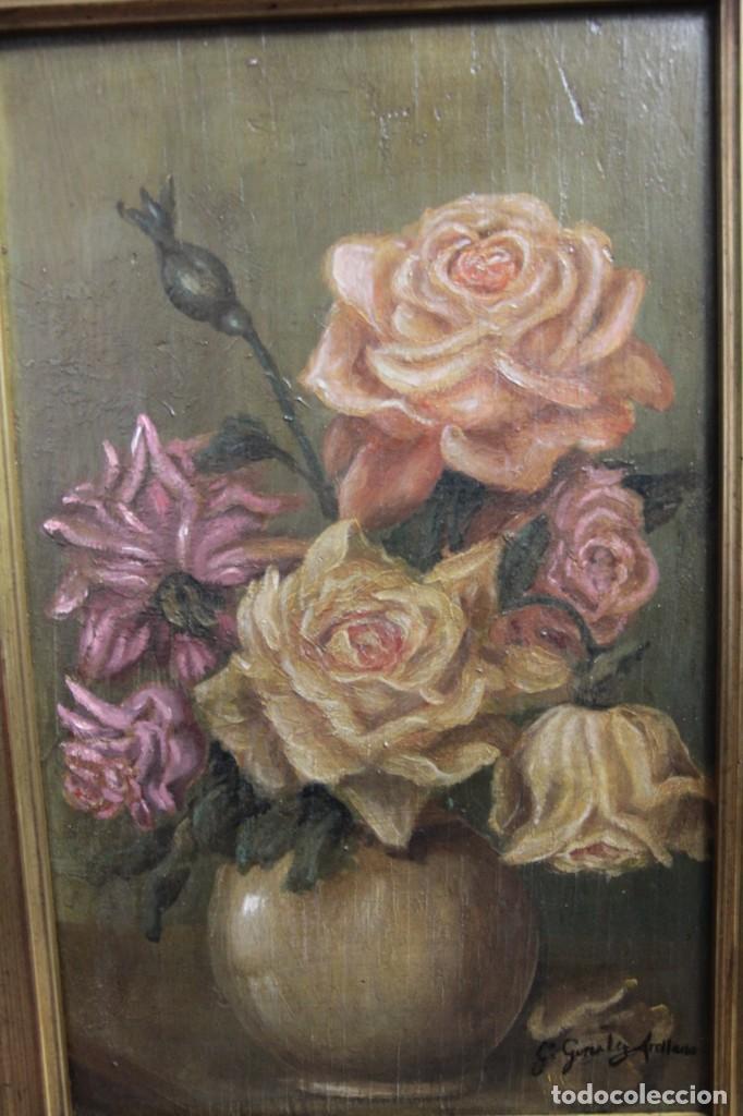 Arte: ANTIGUO JARRON CON FLORES - Foto 3