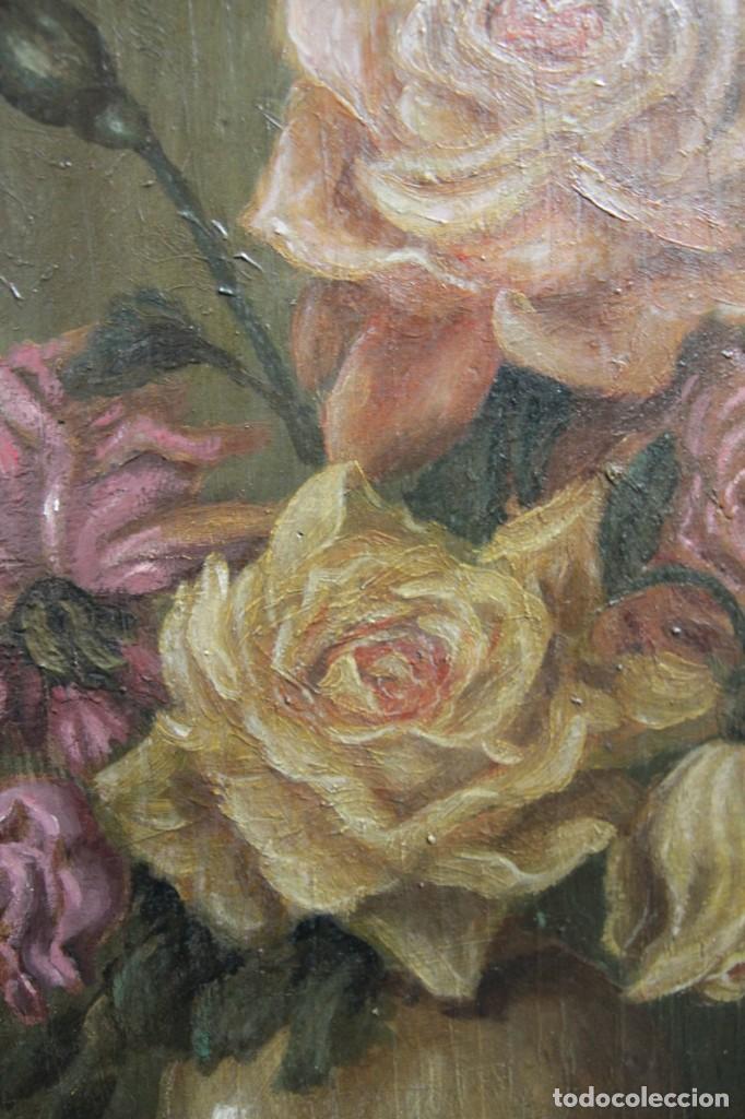 Arte: ANTIGUO JARRON CON FLORES - Foto 4