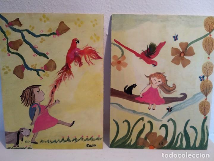 Arte: 2 Pinturas sobre tablilla de madera - Foto 1