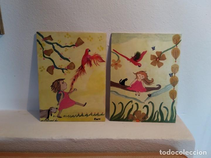 Arte: 2 Pinturas sobre tablilla de madera - Foto 2