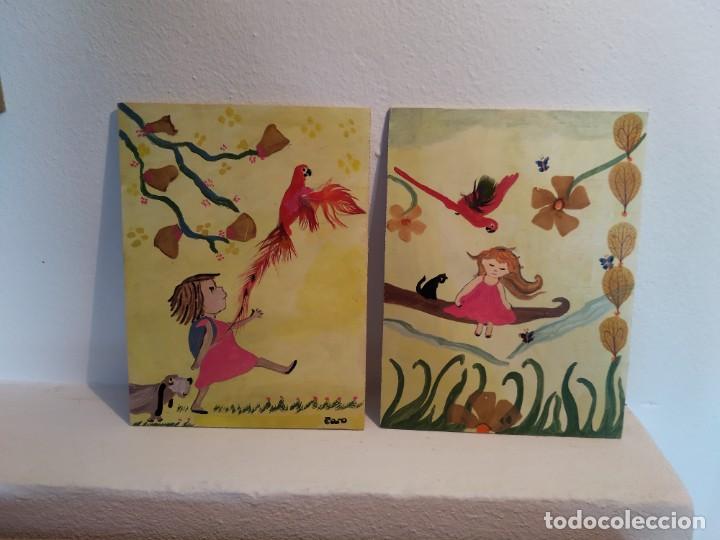 Arte: 2 Pinturas sobre tablilla de madera - Foto 3