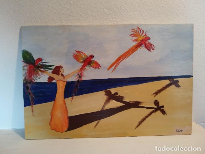 Arte: Pintura sobre tablilla de madera - Foto 1