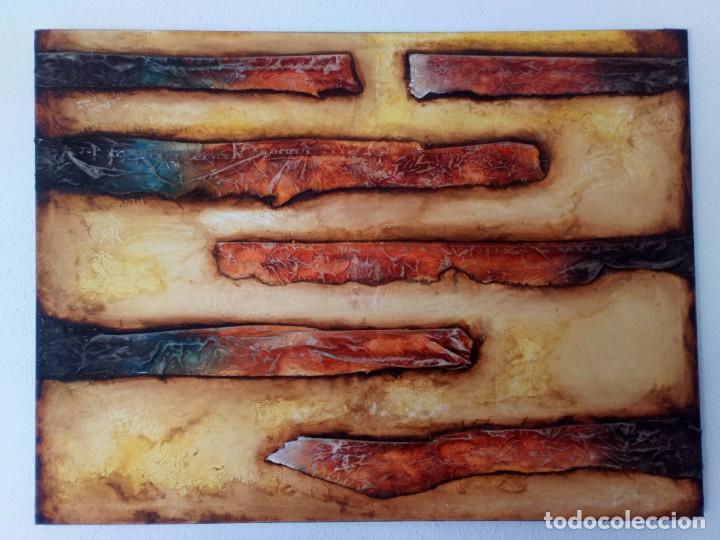 Kunst: &Oacute;leo s/lienzo 130x97cm pieza &uacute;nica texturas en tela, se entrega en Madrid