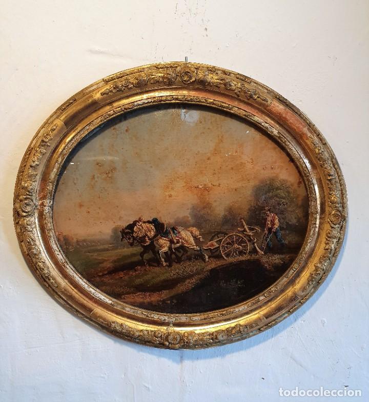 Arte: - OLEO ANTIGUO SOBRE CRISTAL - Foto 2