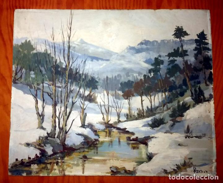 Arte: Sierra de Guadarrama Paisaje Invernal de JOS&Eacute; RIVAS LARA. MADRID 1960