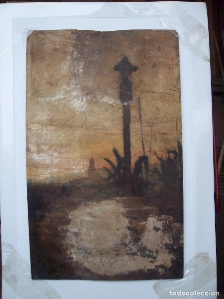 Arte: OLEO SOBRE TABLA CRUZ DE TERMINO - Foto 1
