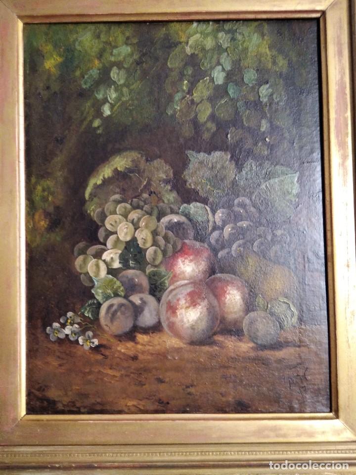 Arte: BODEG&Oacute;N DE FLORES Y FRUTOS. S.XIX. - Foto 2