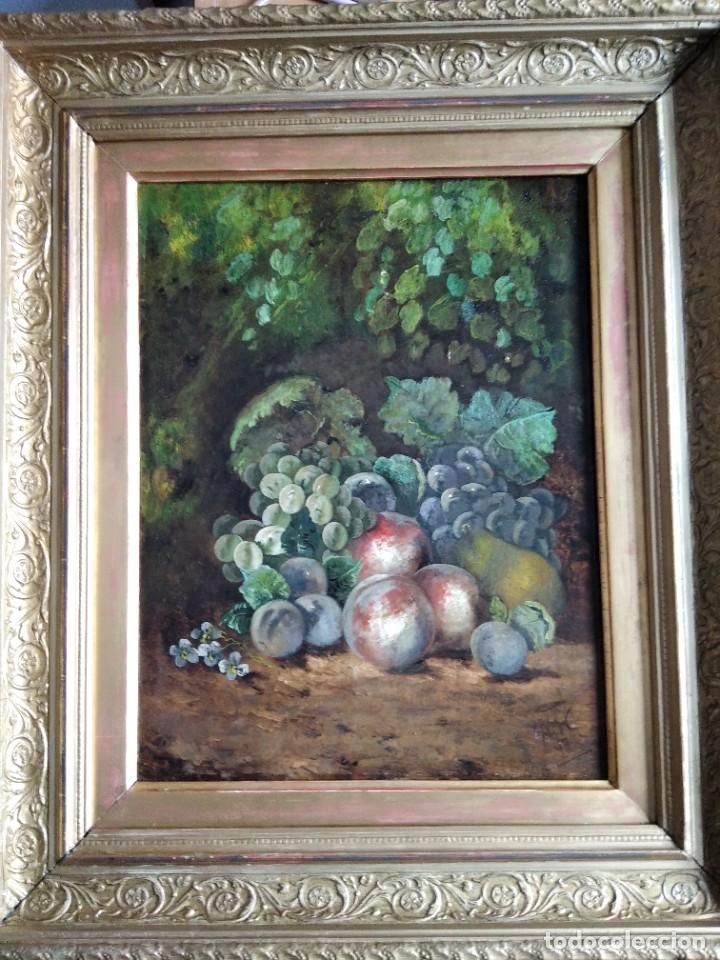 Arte: BODEG&Oacute;N DE FLORES Y FRUTOS. S.XIX. - Foto 5