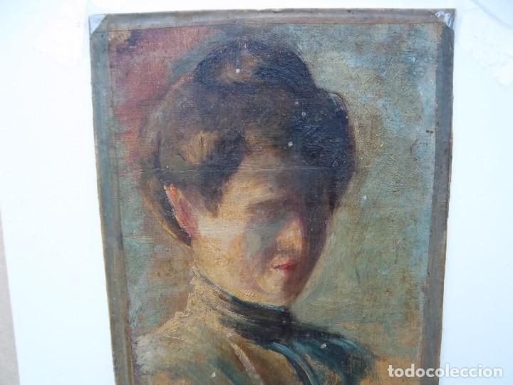Arte: EXCELENTE OLEO CABEZA DE MUJER - Foto 2