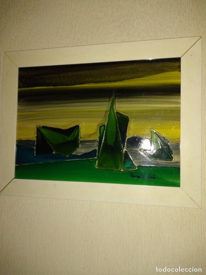 Arte: Abstracto t&eacute;cnica mixta acr&iacute;lico relieve tablex marco 62 X 48 cm. tabla 64 X 37.5 cm. firmado