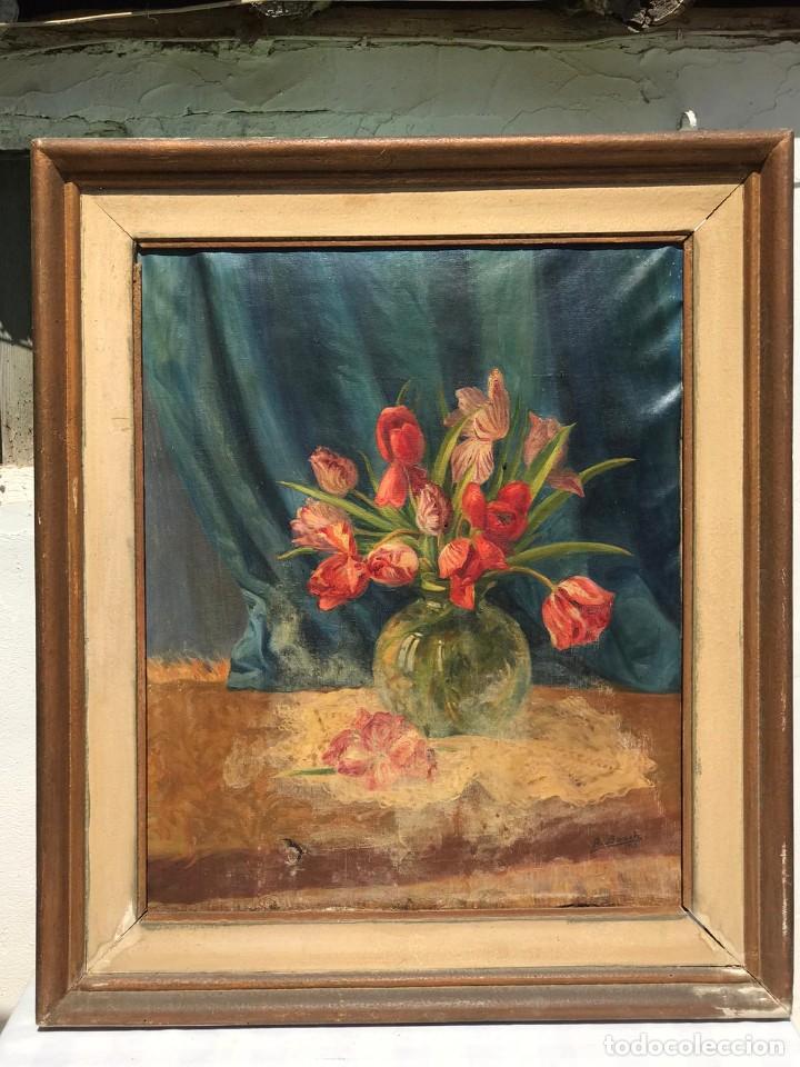 Arte: CUADRO DE A. BOSCH A&Ntilde;O 1943 FLORERO - Foto 1