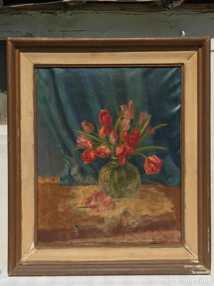Arte: CUADRO DE A. BOSCH A&Ntilde;O 1943 FLORERO - Foto 3