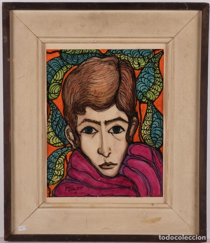 Arte: Retrato Acr&iacute;lico sobre cart&oacute;n, firmado. A&ntilde;o 1967. 30cmx23cm