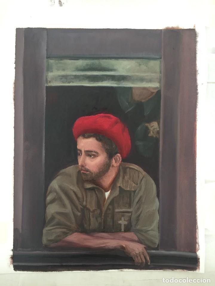 Arte: Boceto Requet&eacute;; Oleo pintura carlista; carlismo; tradicionalista, soldado militar guerra civil;
