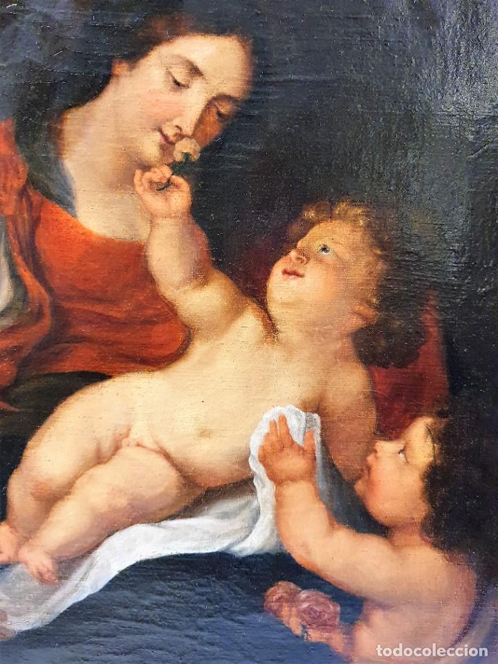 Arte: -ANTIGUO OLEO RELIGIOSO SOBRE LIENZO - Foto 3