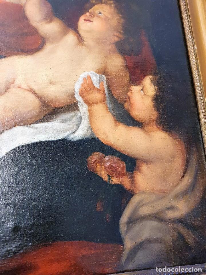 Arte: -ANTIGUO OLEO RELIGIOSO SOBRE LIENZO - Foto 4
