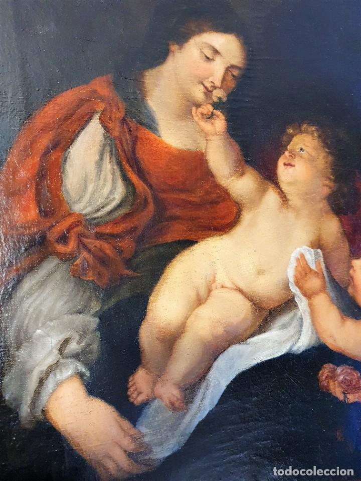 Arte: -ANTIGUO OLEO RELIGIOSO SOBRE LIENZO - Foto 5