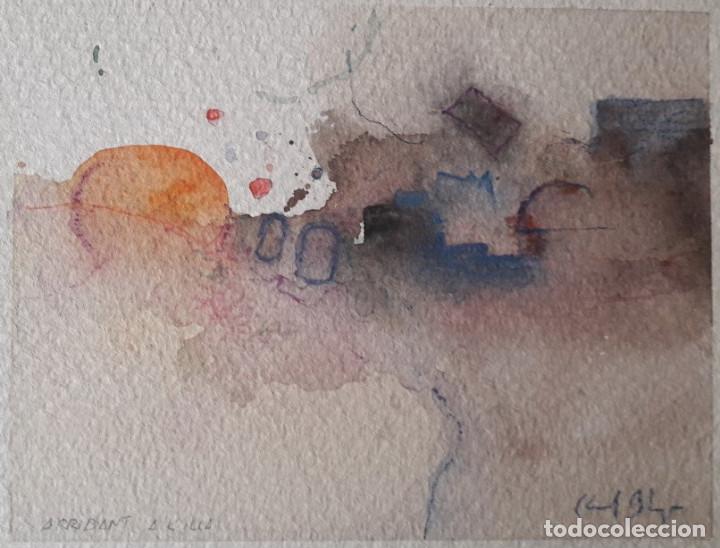 Kunst: LLUCH BLAYA. &rdquo;ARRIBANT A L&acute;ILLA&rdquo;. ACUARELA SOBRE PAPEL 17X 13,5 CM