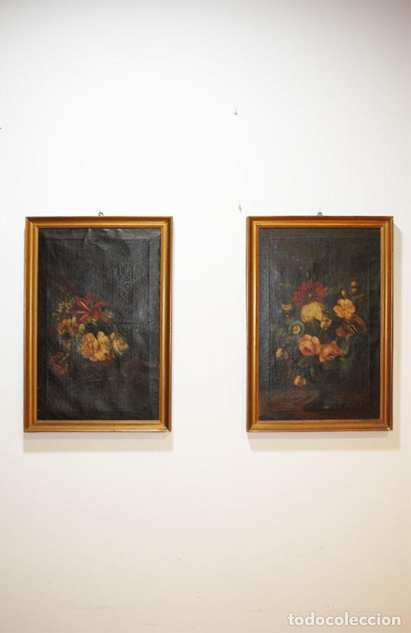Arte: &Oacute;LEO SOBRE LIENZO BODEGONES FLORES - Foto 2