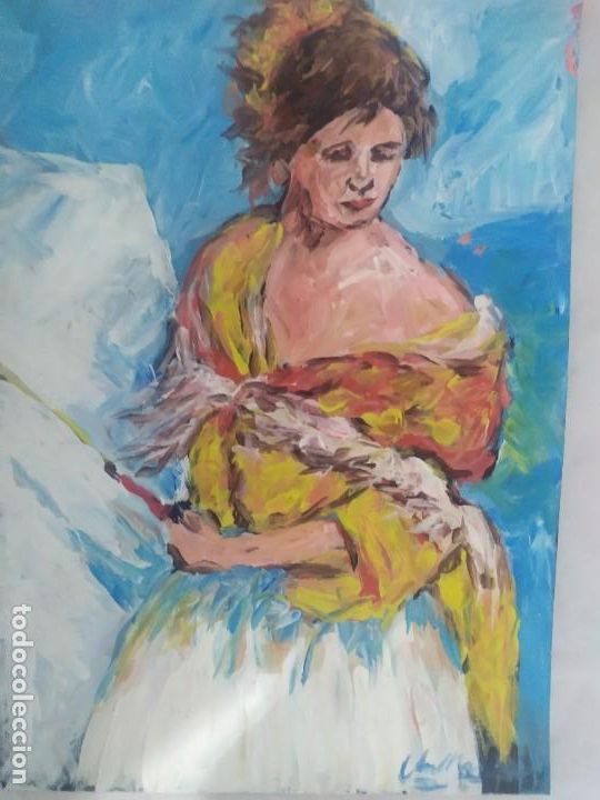 Arte: Mujer con paraguas (original ) - Foto 2