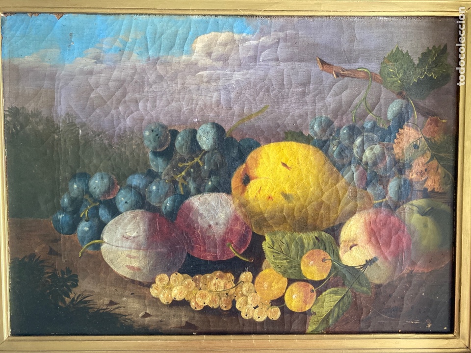 Arte: &Oacute;LEO SOBRE LIENZO. BODEG&Oacute;N DE FRUTAS. - Foto 2