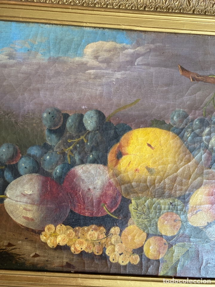 Arte: &Oacute;LEO SOBRE LIENZO. BODEG&Oacute;N DE FRUTAS. - Foto 3