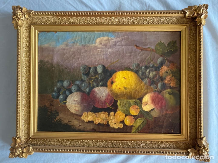 Arte: &Oacute;LEO SOBRE LIENZO. BODEG&Oacute;N DE FRUTAS. - Foto 1